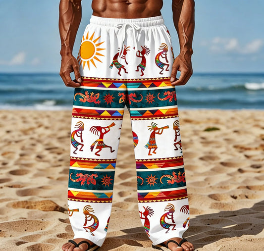 Men's Summer New Style Long Trousers With African Tribal Print Casual Pants