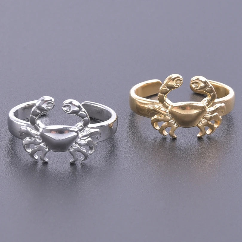 Fashion 5pcs/lot Marine Jewelry Sea Animals Conch Starfish Shell Rings Stainless Steel Rings Jellyfish Scallop Oceans Women Gift