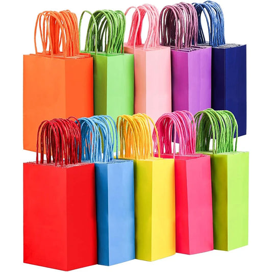 5/10/20/30PCS Colorful Kraft Paper Bags Multiple Colors Snack Shopping Bags DIY Holiday Gift Halloween Christmas Supplies