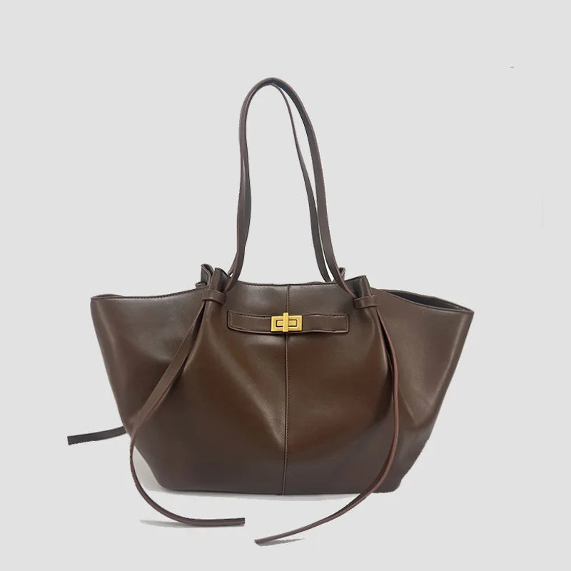 Fashion Large Capacity Trapeze Bag Designer Chic Lock Women Shoulder Bags Luxury Pu Leather Handbags Trend Underarm Bag 2025