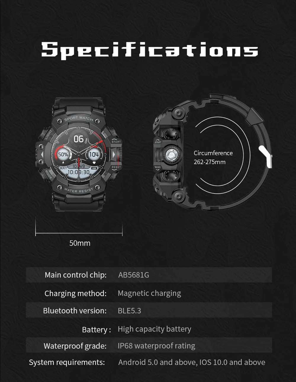 Outdoor Sports Smart Watches Men Blue Tooth Call Smartwatch Compass Waterproof Sleep Health Monitoring Message Push Flashlight