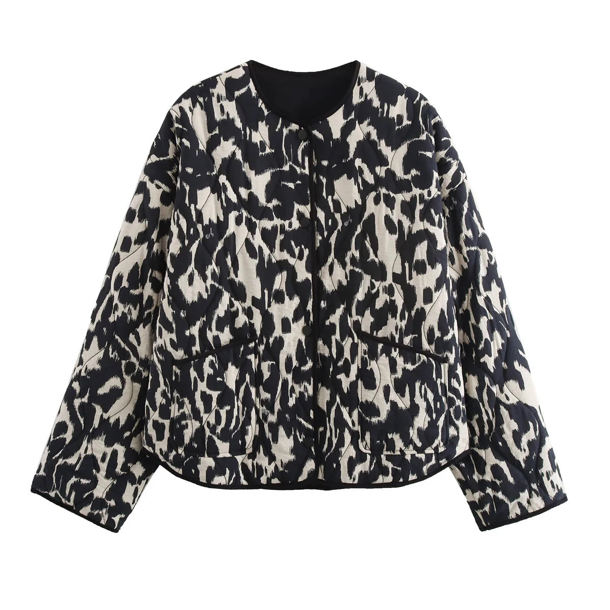 European and American style women's clothing 2025 fashion autumn and winter new item loose animal pattern printed cotton jacket