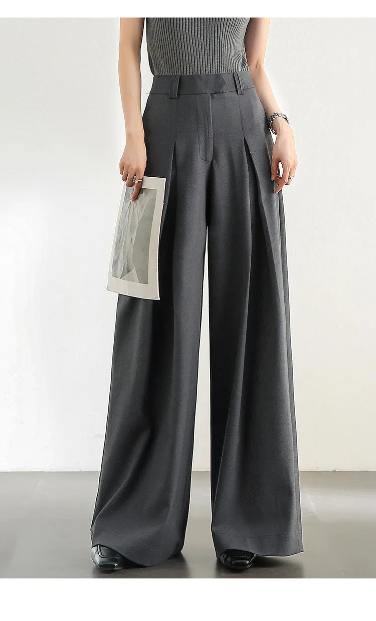 SENTUBILA Women Wide Leg Pants Office Lady Work Wear Trouser 2026 Spring Fashion Elegant Commute Full-length Pants 133K51993