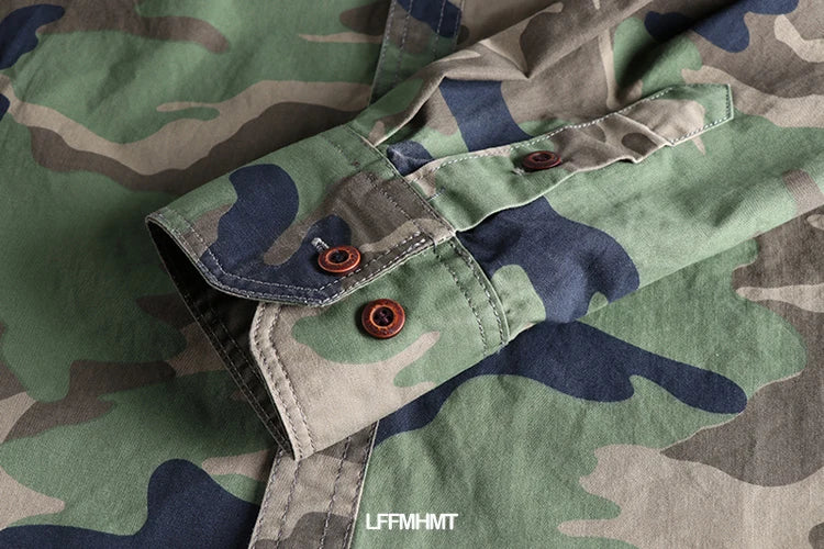 [24hour Fast Shipping] Men Camouflage Cargo Shirts High Quality Durable Outdoor Hiking Sport Daily American Style Casual Camicia