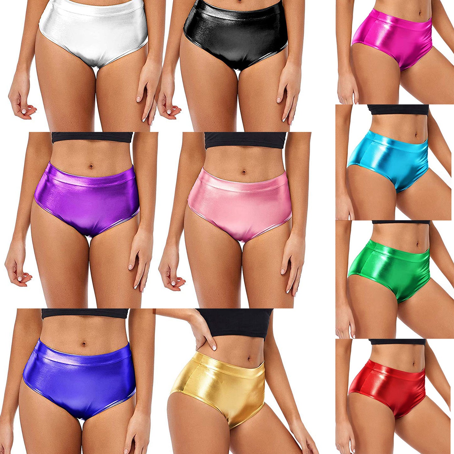 Sexy Rave Dance Costume Women's Metallic Shiny Booty Shorts Skinny Panties Hot Short Pants for Carnival Club Party Bottoms