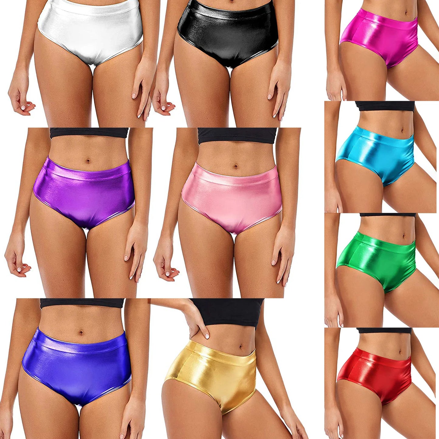 Sexy Rave Dance Costume Women's Metallic Shiny Booty Shorts Skinny Panties Hot Short Pants for Carnival Club Party Bottoms