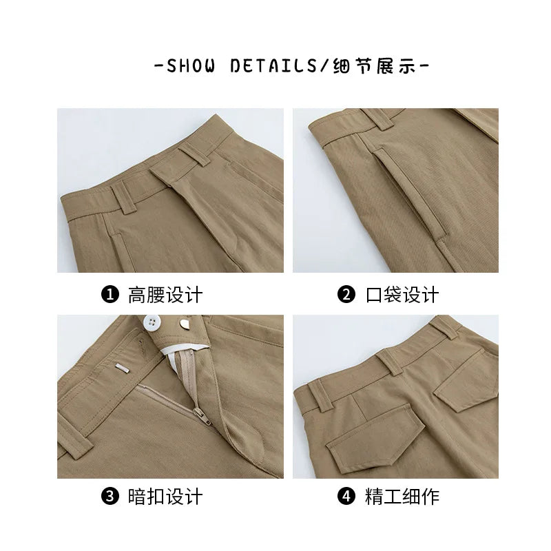 Suit Pants for Women Spring and Summer New Style Loose Slimming High-waisted Wide-leg Pants Casual Small American Scimitar Pants