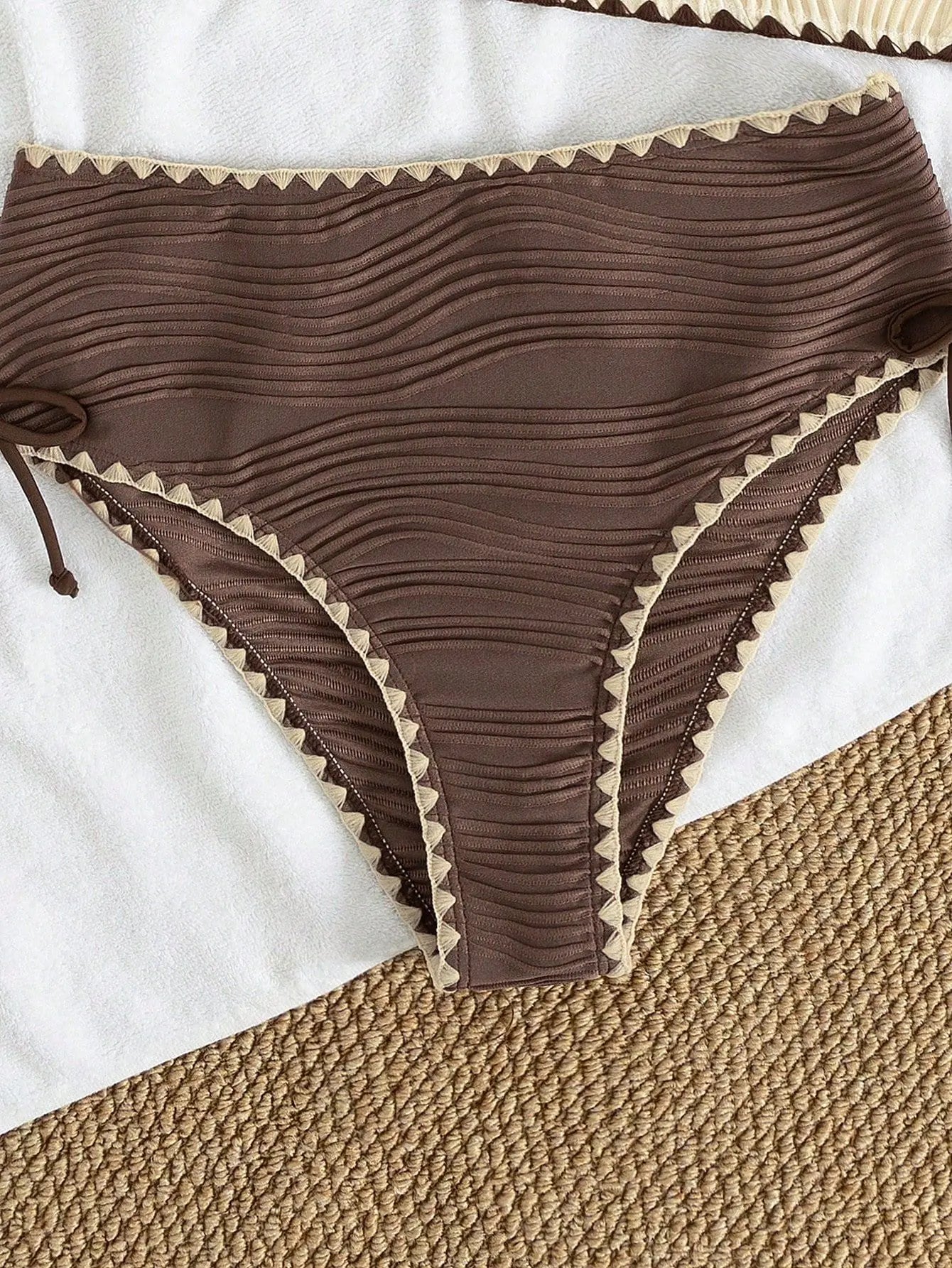 High Waist Bikini Set Swimsuit for Women Lacework Swimwear Halter V Neck Summer Beach Wear Sexy Ribbed Bathing Suit