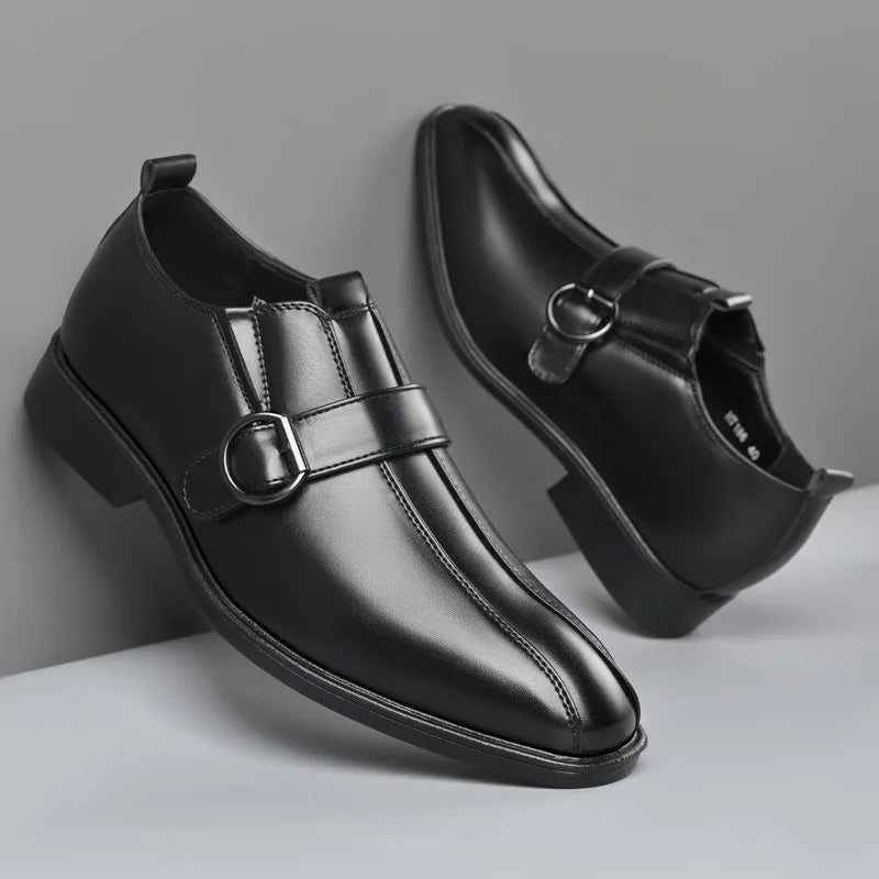 Designer Big Size 38-47 Men Dress Shoes Fashion Solid Color Wedding Shoes Male Spring Autumn Buckle Designer Man Leather Shoe
