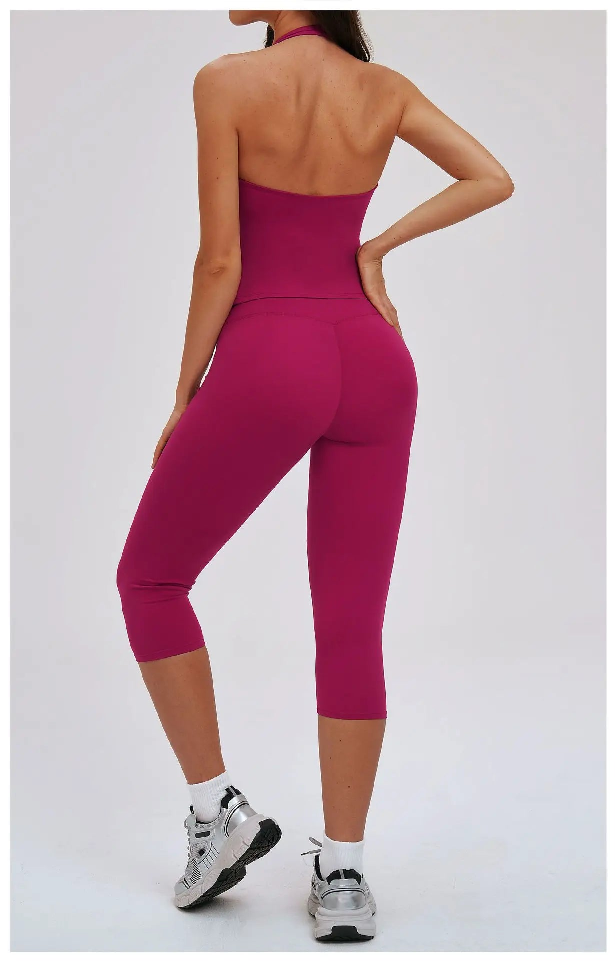 Sports Set 2 Pieces Yoga Set Sexy Women's Sports Set Quick Dry Fitness Set Gym Running Slim Capri Pants Leisure and Fashion Sets