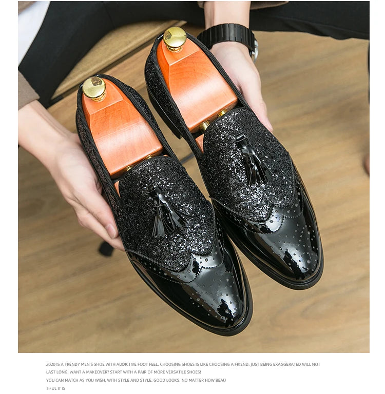 Business Dress Shoes Men's Oxfords Genuine Leather Pointy Toe Lace Up High Quality Office Wedding Formal Shoes For Men Black
