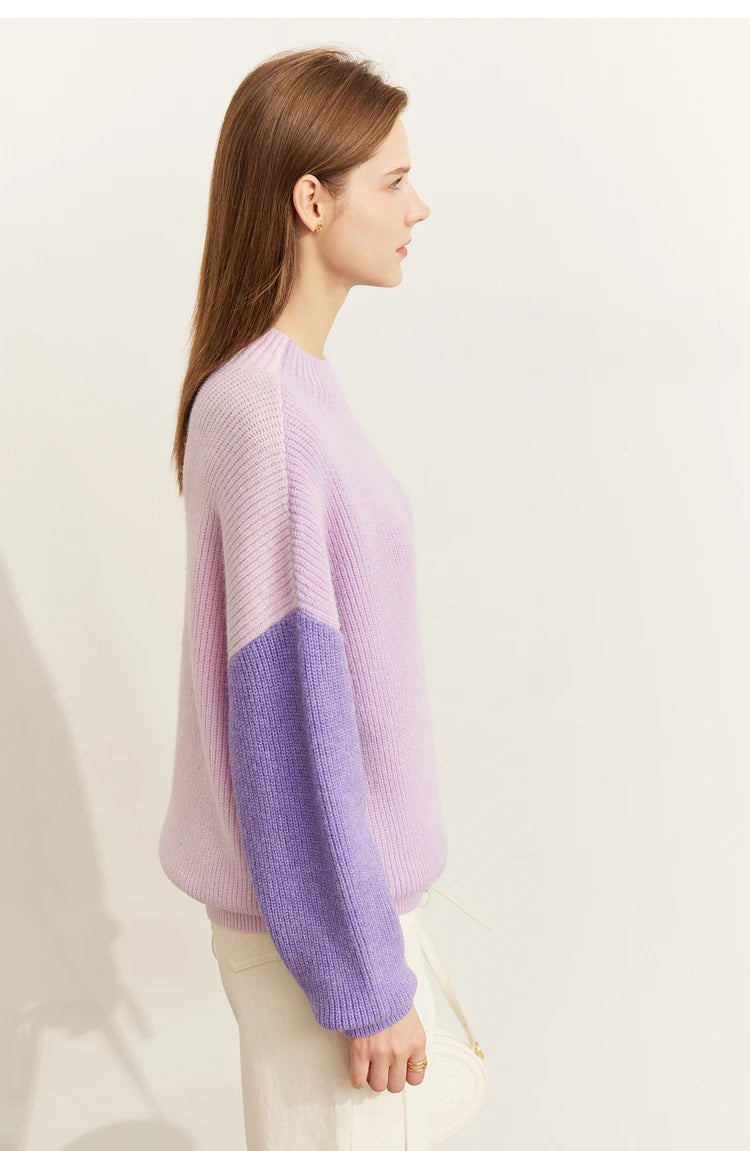 AMII Minimalism Sweaters Women 2024 Spring Street wear Spliced Knitted Top Drop Sleeve Loose Full Pullovers Sweaters 12344144
