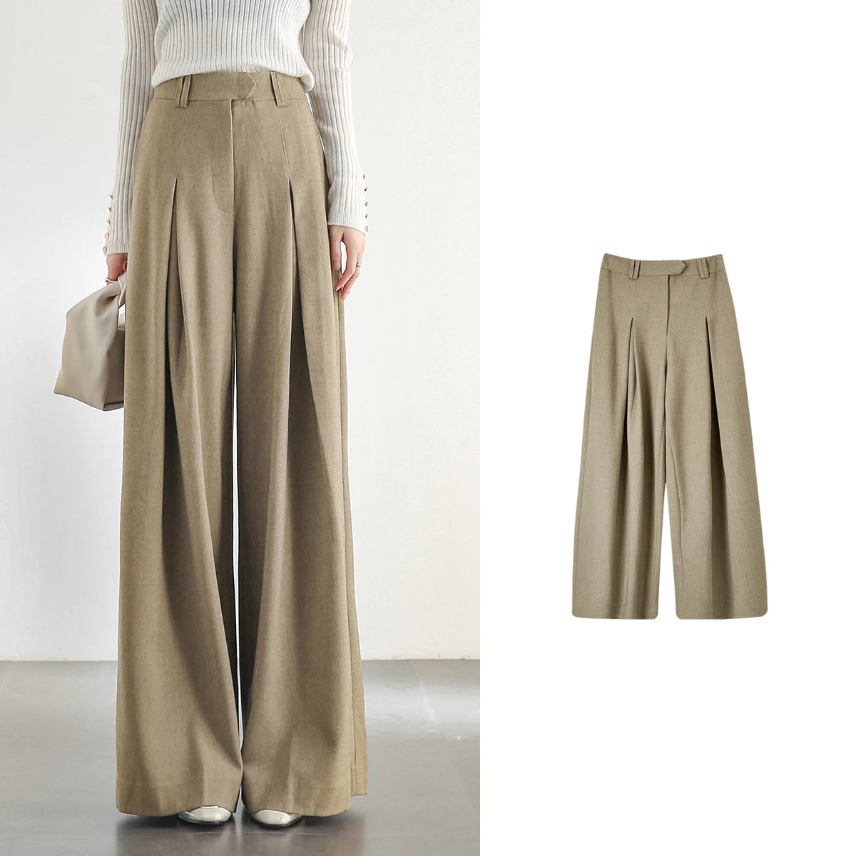 SENTUBILA Women Wide Leg Pants Office Lady Work Wear Trouser 2026 Spring Fashion Elegant Commute Full-length Pants 133K51993