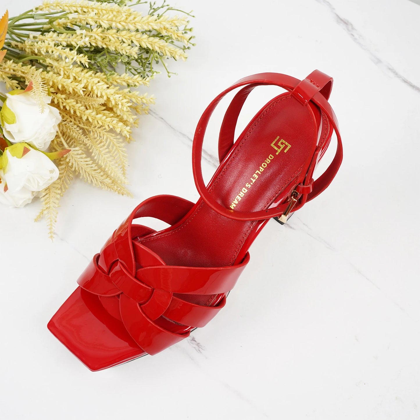 Size 35-44: Summer Elegant Sandals, Genuine Leather Square Head, Open Toe Style Banquet Shoes, 10CM Sexy High Heels