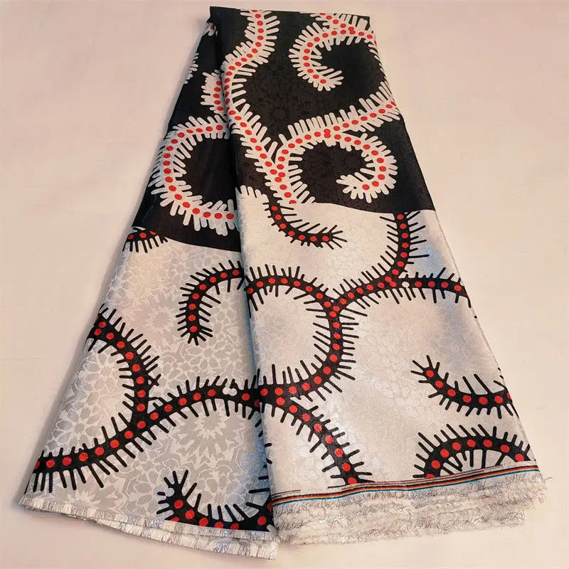 African Brocade Printing Fabric Shiny and Fashionable for Sewing Clothing Polyester Garment Fabric Breathable Opaque Inelastic