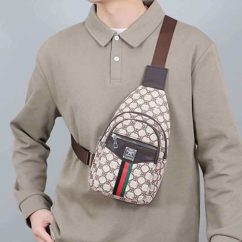 Men's Multifunction Messenger Bag Shoulder Cloth Chest Bags Crossbody Casual  Handbag with Earphone Hole