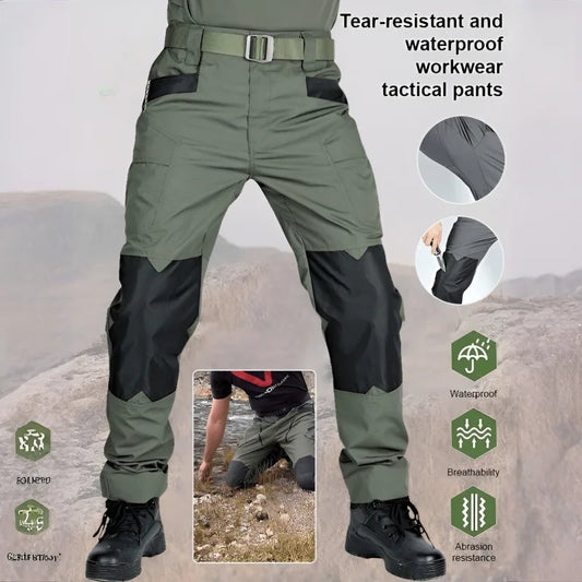 Men's Loose Training Pants Tactical Work Pants Men Cargo Trousers Multi-pocket Waterproof Pant Outdoor Workwear Hiking Trousers