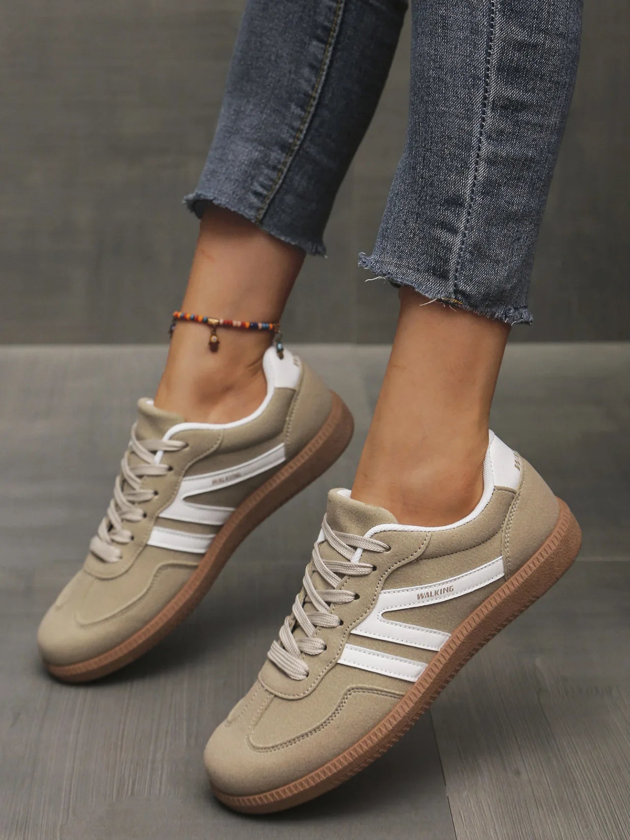 Mix Color Women's Autumn Sneakers Fashion Splicing Flat Heel Vulcanized Shoes Female Lace-Up Non-Slip Pu Leather Casual Shoes