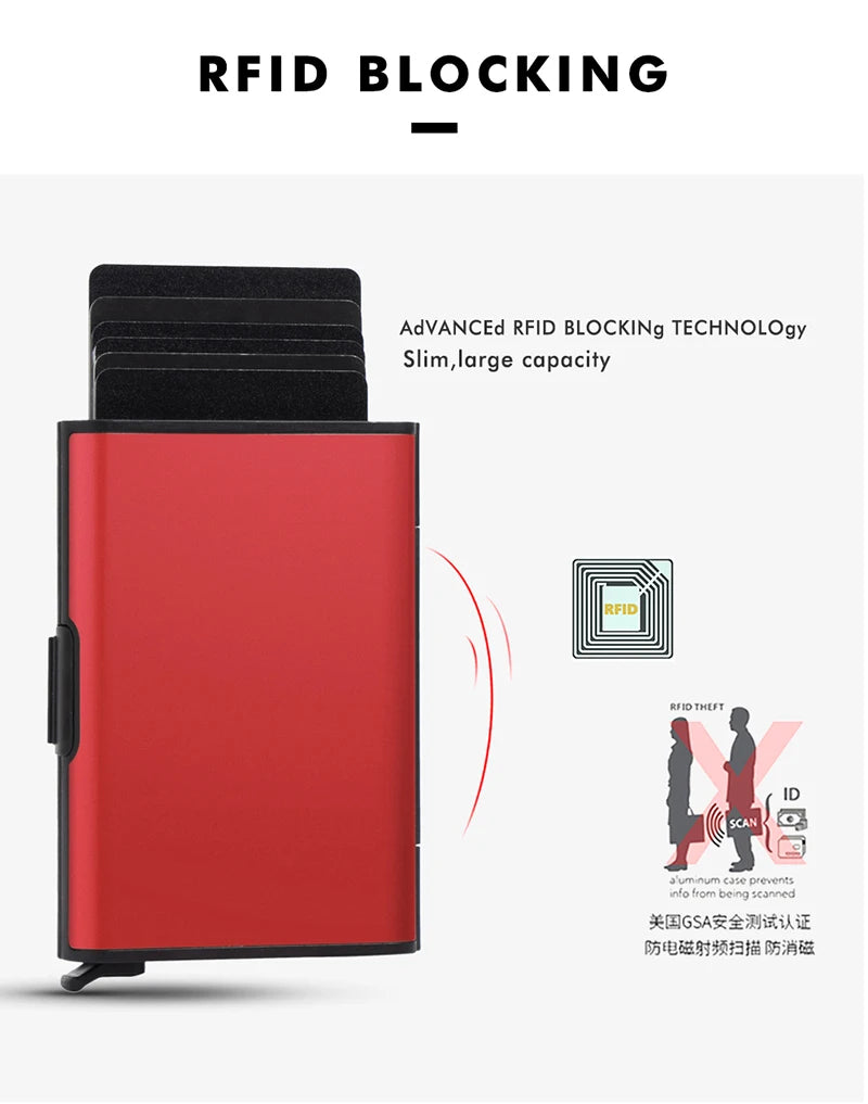 2023 Rfid Credit Card Holder Men Minimalist Coin Wallets Pop Up Metal Id Bank Cardholder Case Identification Card Holder Folders