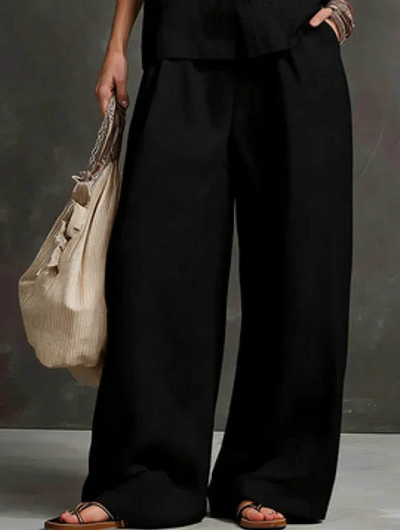 Outfits For Women 2 Piece Set Single-breasted Vest Pocket Solid Color Top Women Pocket Wide-leg Trousers Women's New Summer Suit