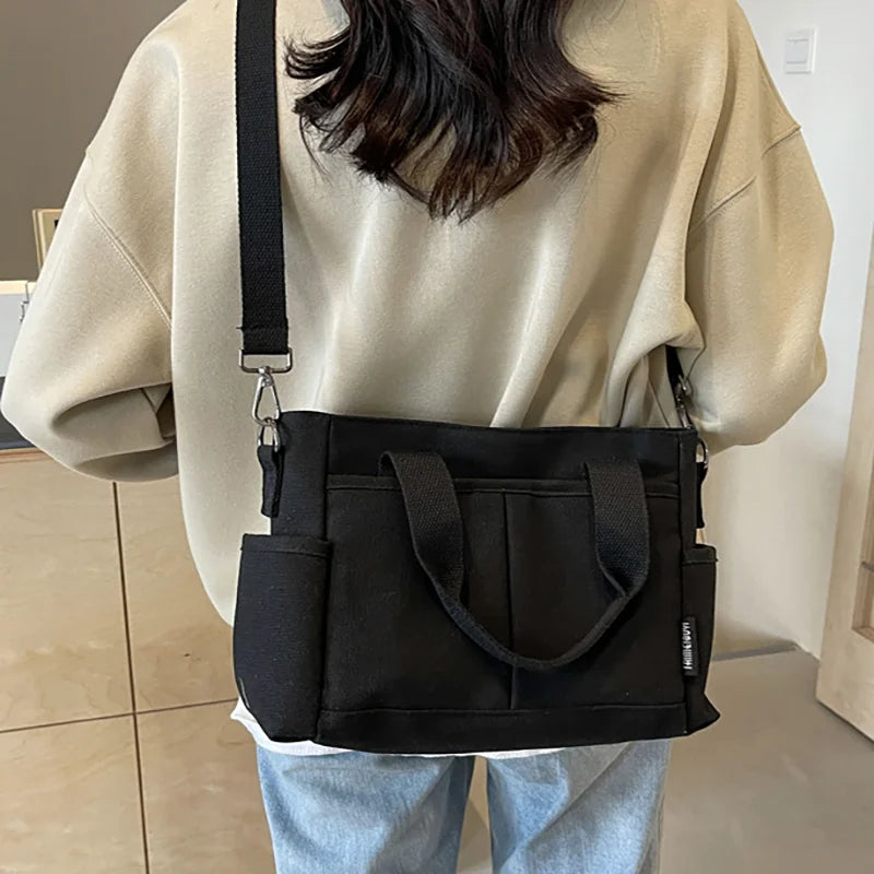 Women's Bag Multiple Pockets Shoulder Bag Large Capacity Canvas Tote Handbag For Women Daily Commuting Shopping Bag