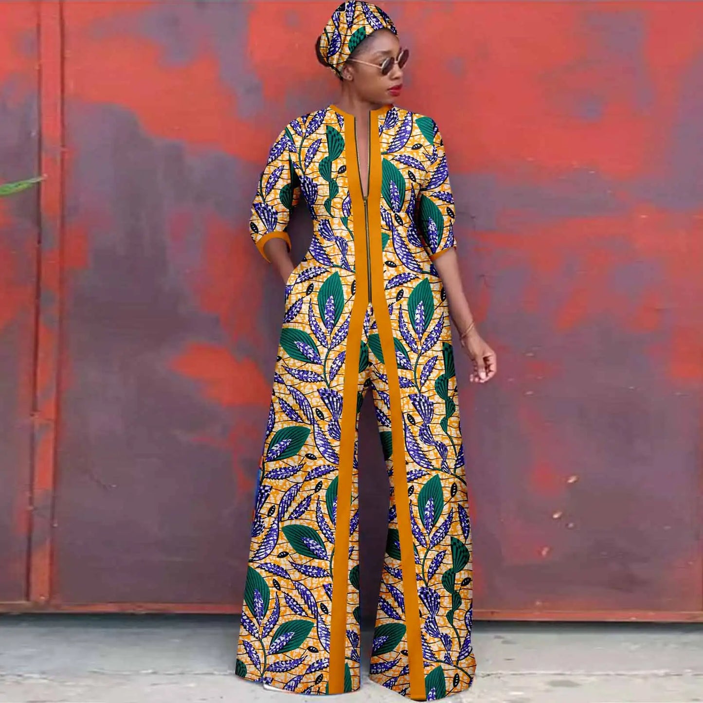 African Clothes for Women New Fashion Women Jacket Long Coat and Pants with Headscarf Ankara Print Elegant Party Dress 2426005
