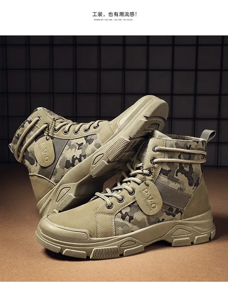 2024 New Men Military Tactical Men's Boots Special Force PU Leather Waterproof Desert Combat Ankle Boot Army Work Men Shoes EVA