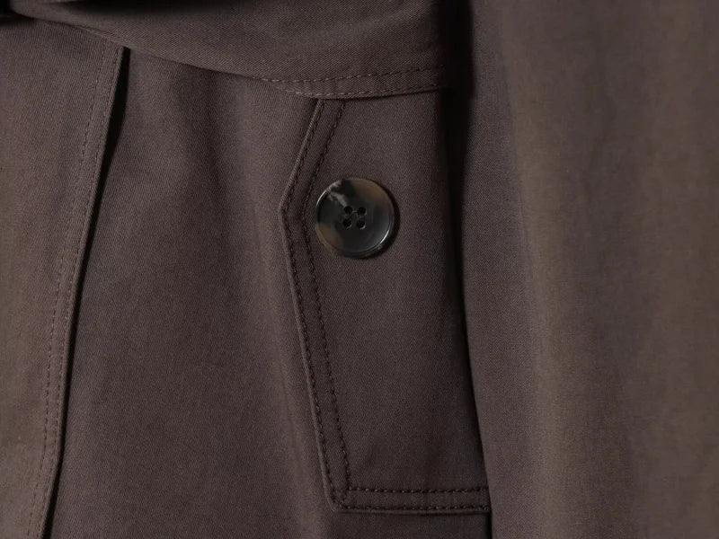 ETJ Autumn 2025 new collection  women's British style lapel double-breasted Maillard color belt casual trench coat
