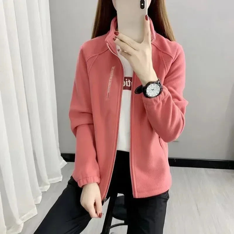 Smvp 2024 Autumn Winter New Casual Standing Neck Thickened Clothing Coat Lady Two-sided Fleece Outdoor Sport Keep Warm Overcoat