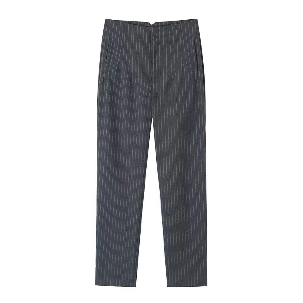 Duoperi Women High Waist Solid Trousers Chic Office Workwear Long Pants