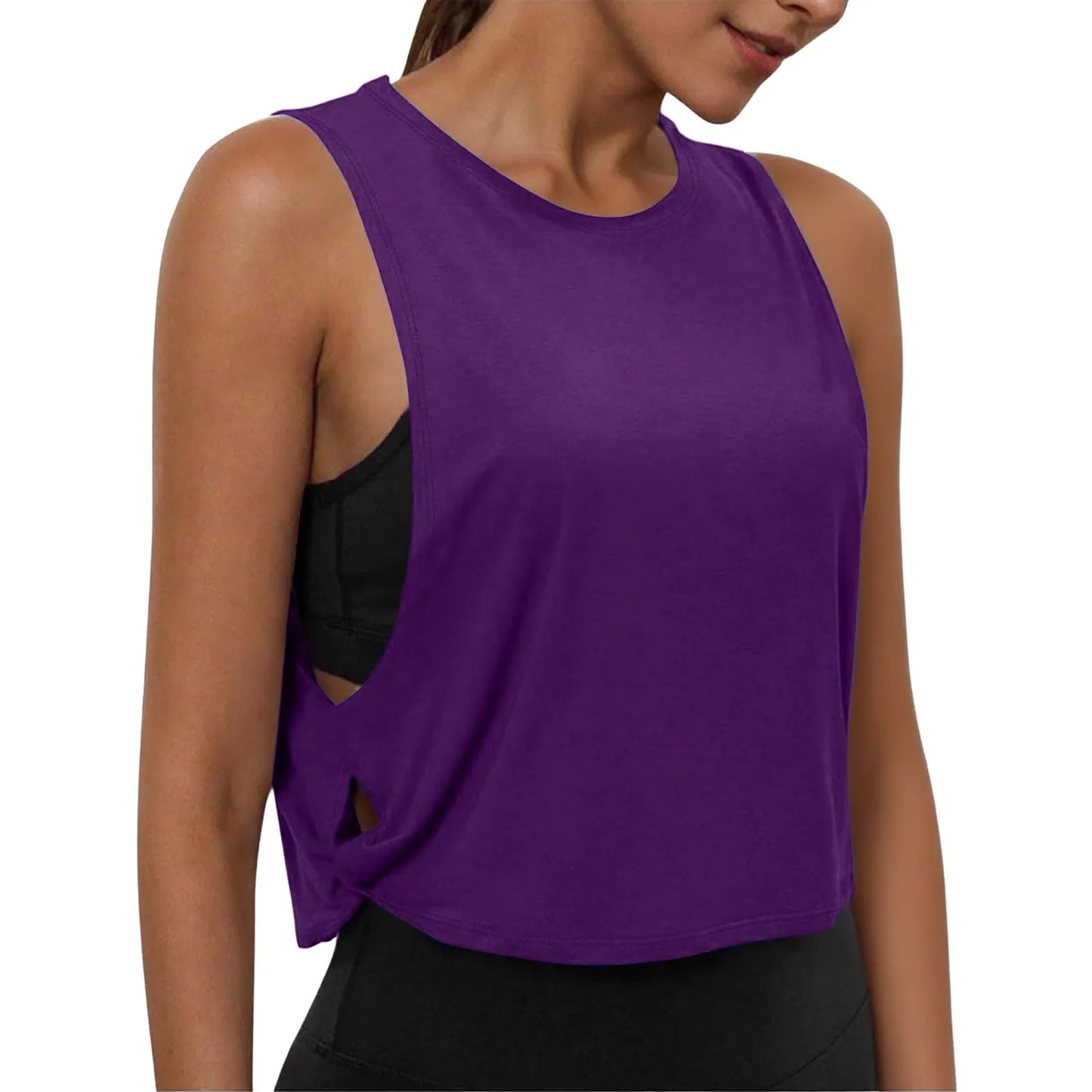 Women Sleeveless Yoga Top Breathable Gym Vest Tank Crop Top Running Tee