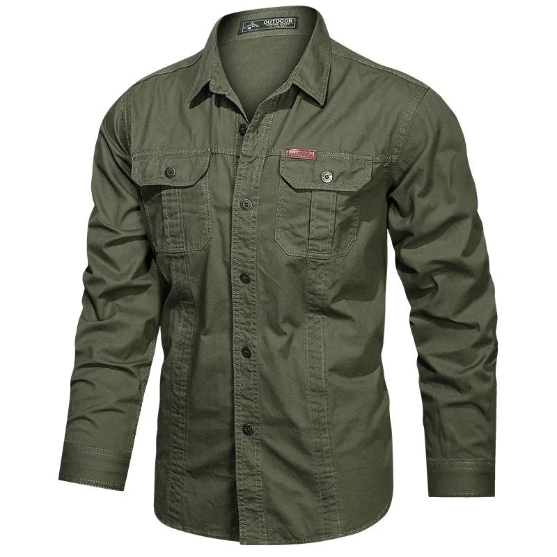 New Men's Casual Shirt 5XL Male Overshirt 2025 Military Cotton Long Sleeve Shirts Men Brand Clothing High Quality Blouse