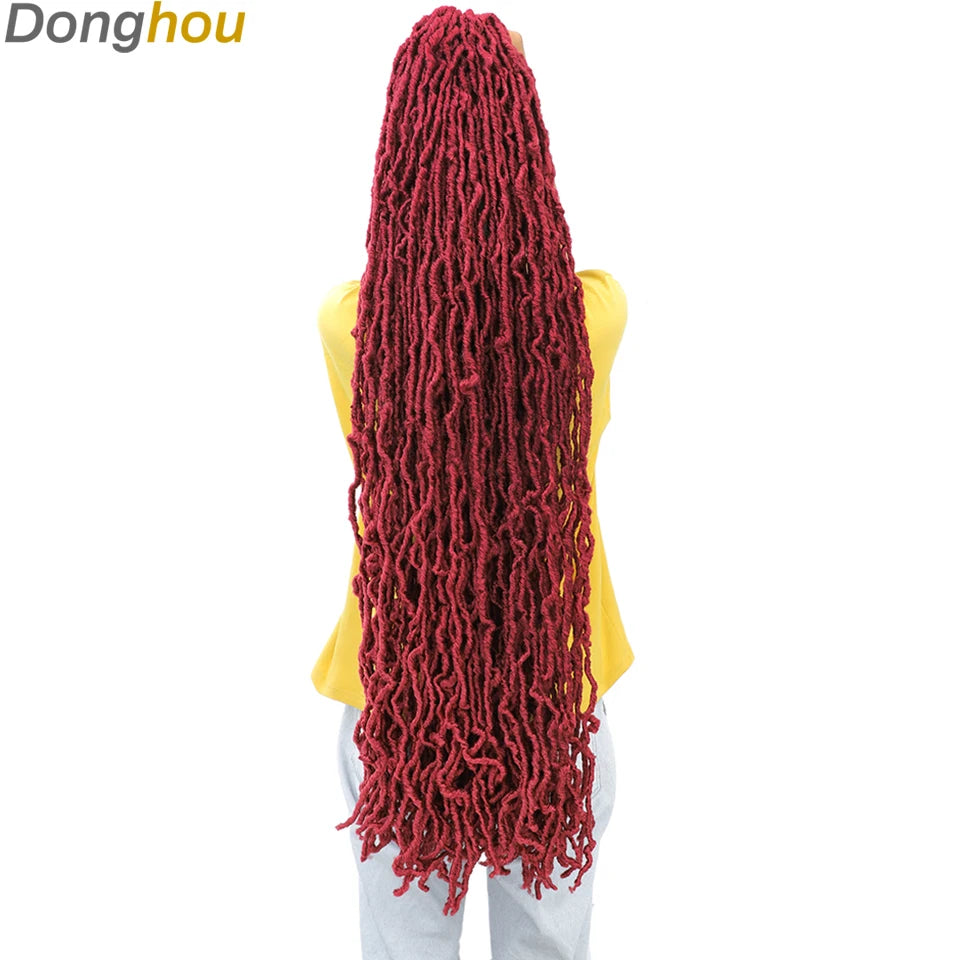Long Goddess Faux Locks Crochet Braids Brown Blue 1B 30 350 Soft Locs Braiding Hair Synthetic Faux Locs Crochet Hair Extensions