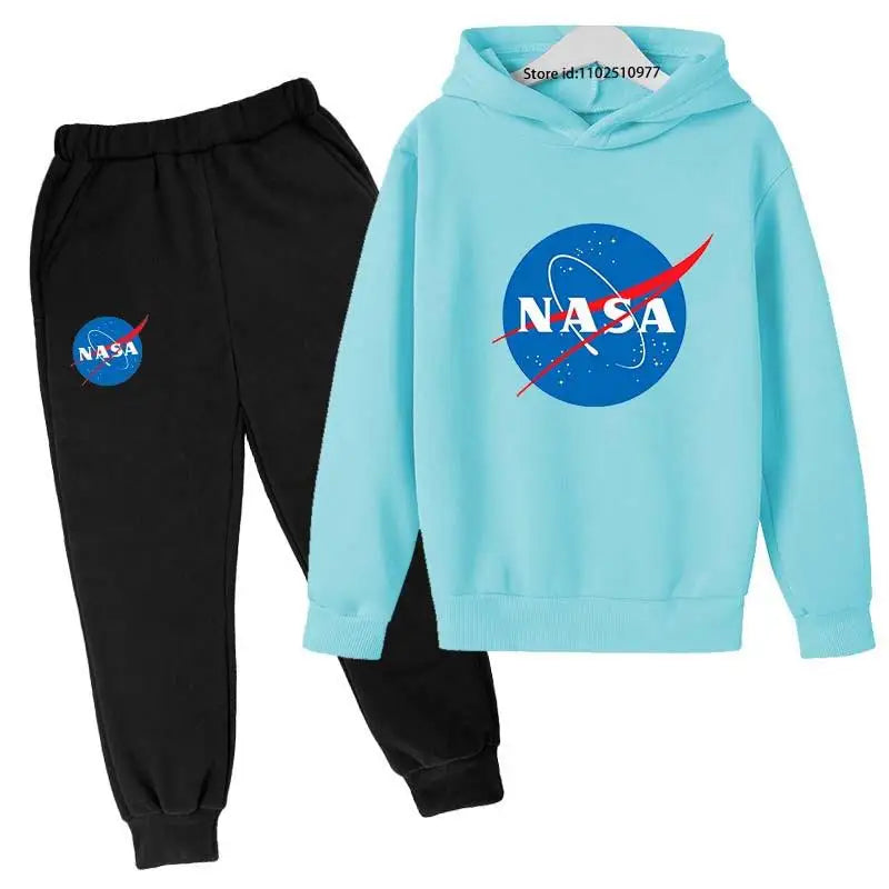 Kids NASA Fashion Casual Spring Autumn 2pcs Hoodie+jogging Pants Tracksuits 3-13 Years Boys Girls Trend Outfits Children Clothes