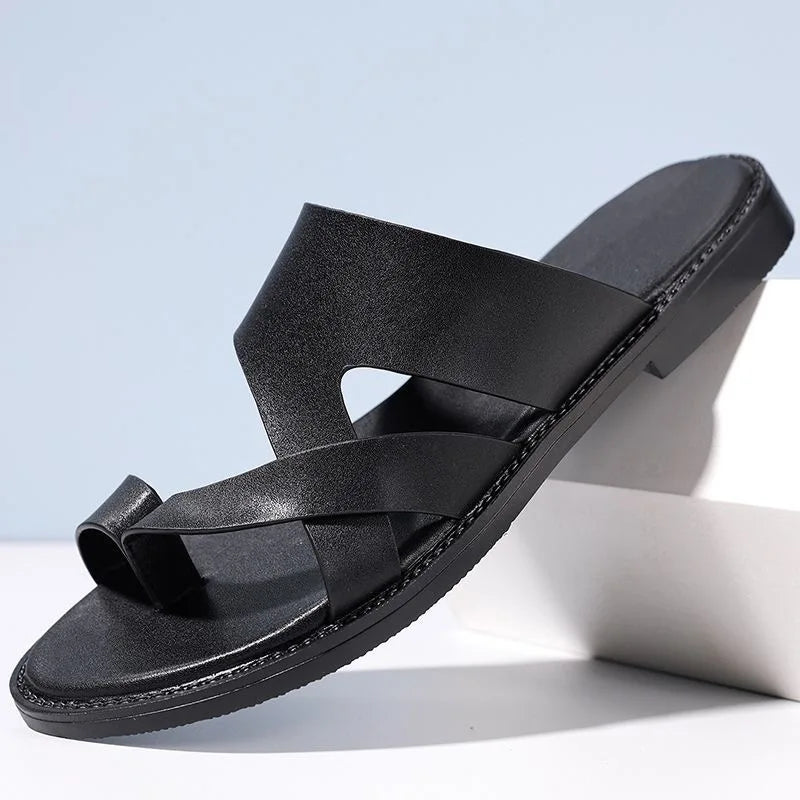 Sandals for Men Slippers Genuine Leather Luxury Brand Fashion  Men Flats Casual Non-slip Beach Sandalia Zapatos Hombre 2024