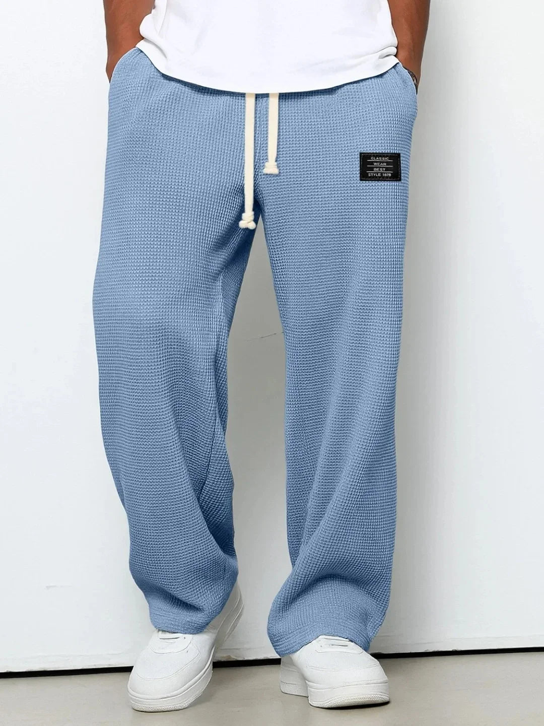 Summer Mens Corduroy Casual Pants Fashion Loose Fit Pants Straight Sweatpants Elastic Waist Drawstring Outdoor Streetwear