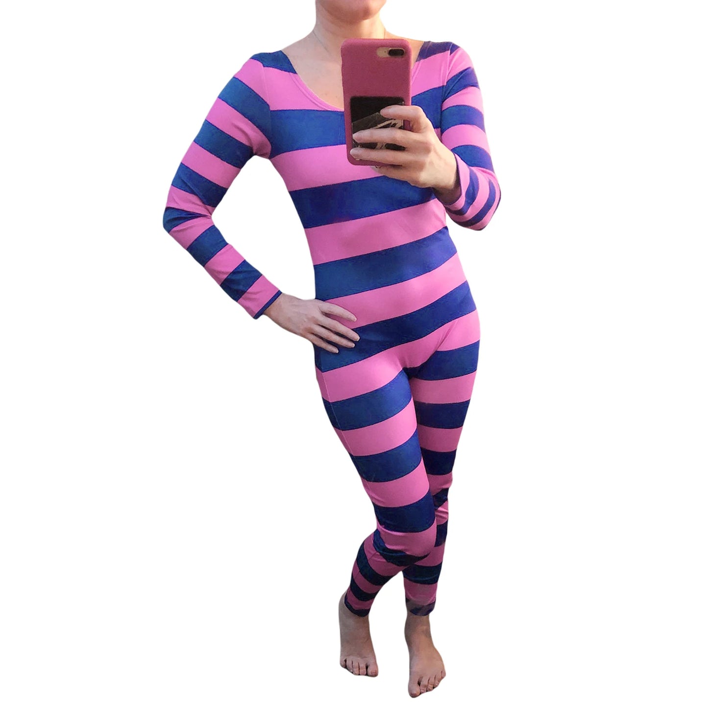 Women's Round-neck Long-sleeved Trousers Striped Printed Cosplay Jumpsuit New Fashion Halloween Women's Clothing