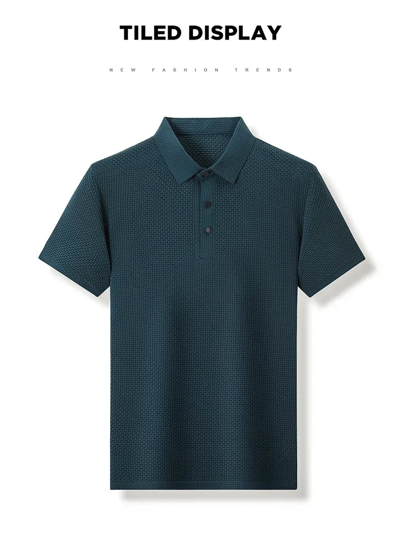 Brand Clothes Summer New Men's Short Sleeve T-shirt Ice Silk Cool and Breathable POLO Shirt Business Casual Sweat-absorbing Top