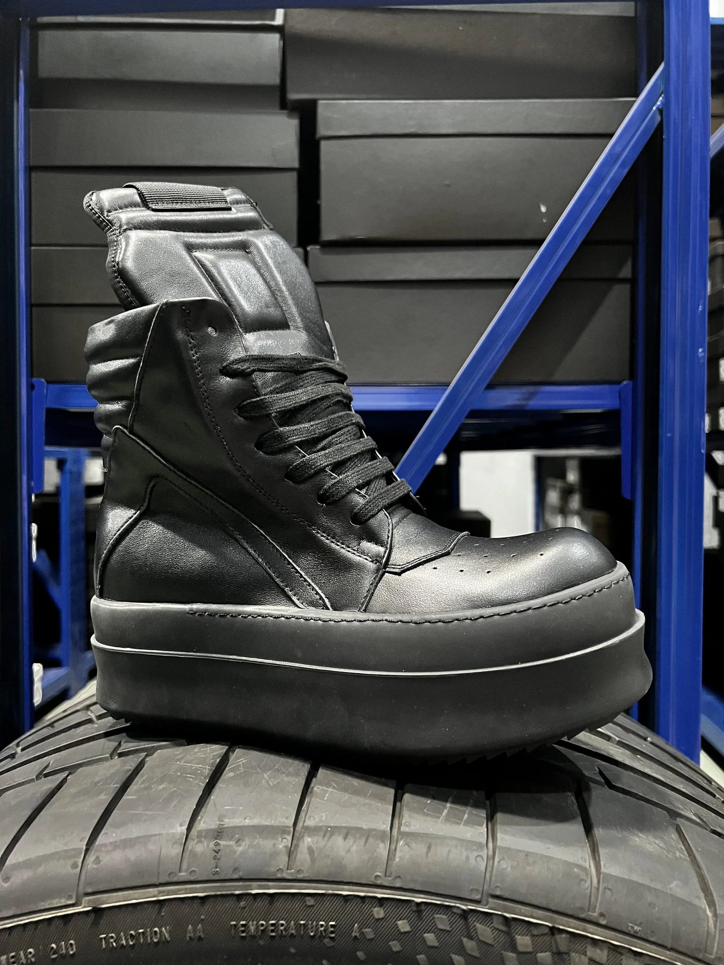 Brand RO Double Bottom Fashion Shoes Designer Women Ankle Boot Platform 6cm Original Casual Men Shoes Luxury Leather Zip Shoes