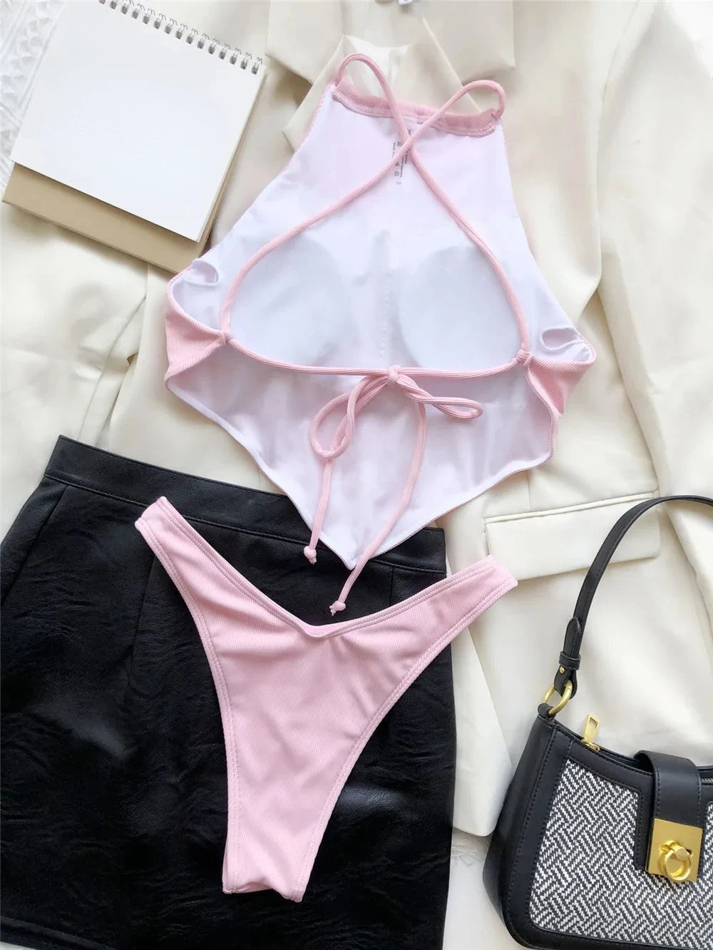 Sexy Halter Bandana Bikinis Set Swimwear Women Thong Swimsuits Backless Bathing Suit Bikini Mujer Swim Wear Biquini Summer