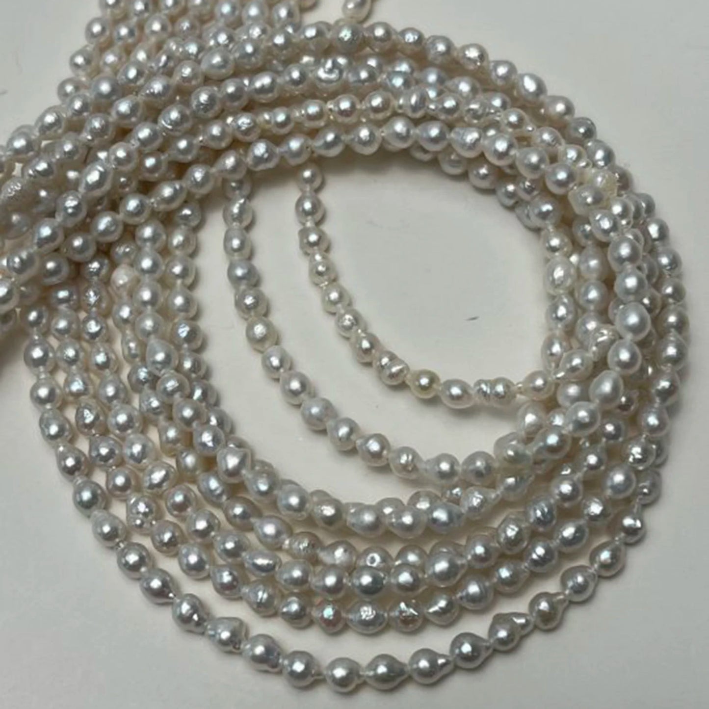 Natural Pearls Small 3-4mm Round Shape  Baroque Freshwater White Necklace  DIY Materials  Accessories Wholesale Jewelry Women
