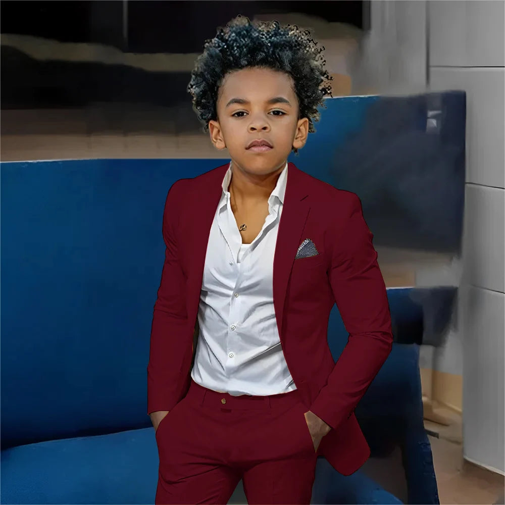 Casual Beige Boys Suit 2 Piece Set Fashion Design Wedding Tuxedos for Kids Custom Clothes 2-16 Years Old Outfit
