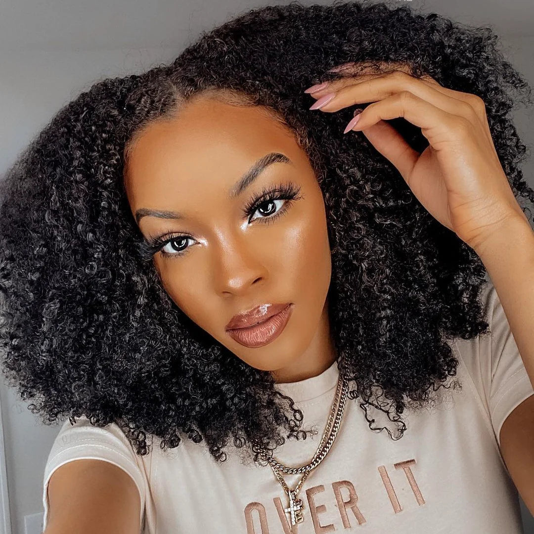 Mongolian Afro Kinky Curly Hair Wig Human Hair 13x6 Lace Frontal Wig Curly 4B 4C Lace Front Human Hair Wig Natural Hairline