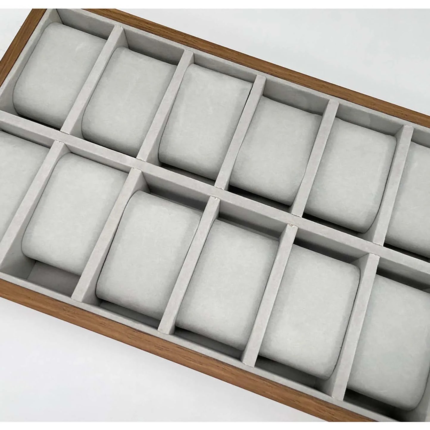 12 Slots Walnut Grain Wood Watch Storage Display Box Wristwatch Organizer Display Tray Watches Holder with Pillows Gift Cases