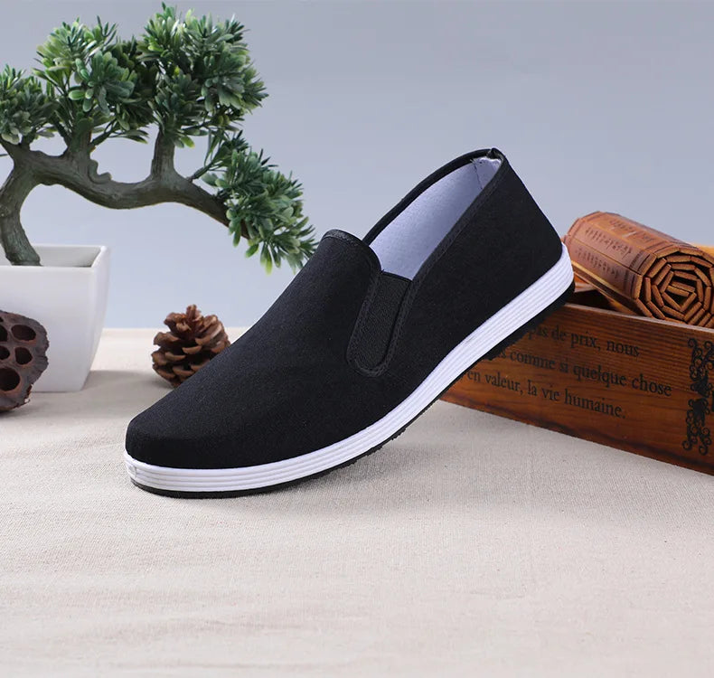 Beijing Men's Cloth Shoes New Style Work Shoes Rubber Sole Black Cloth Shoes One Step Work Shoes round Toe Breathable Wear Re...