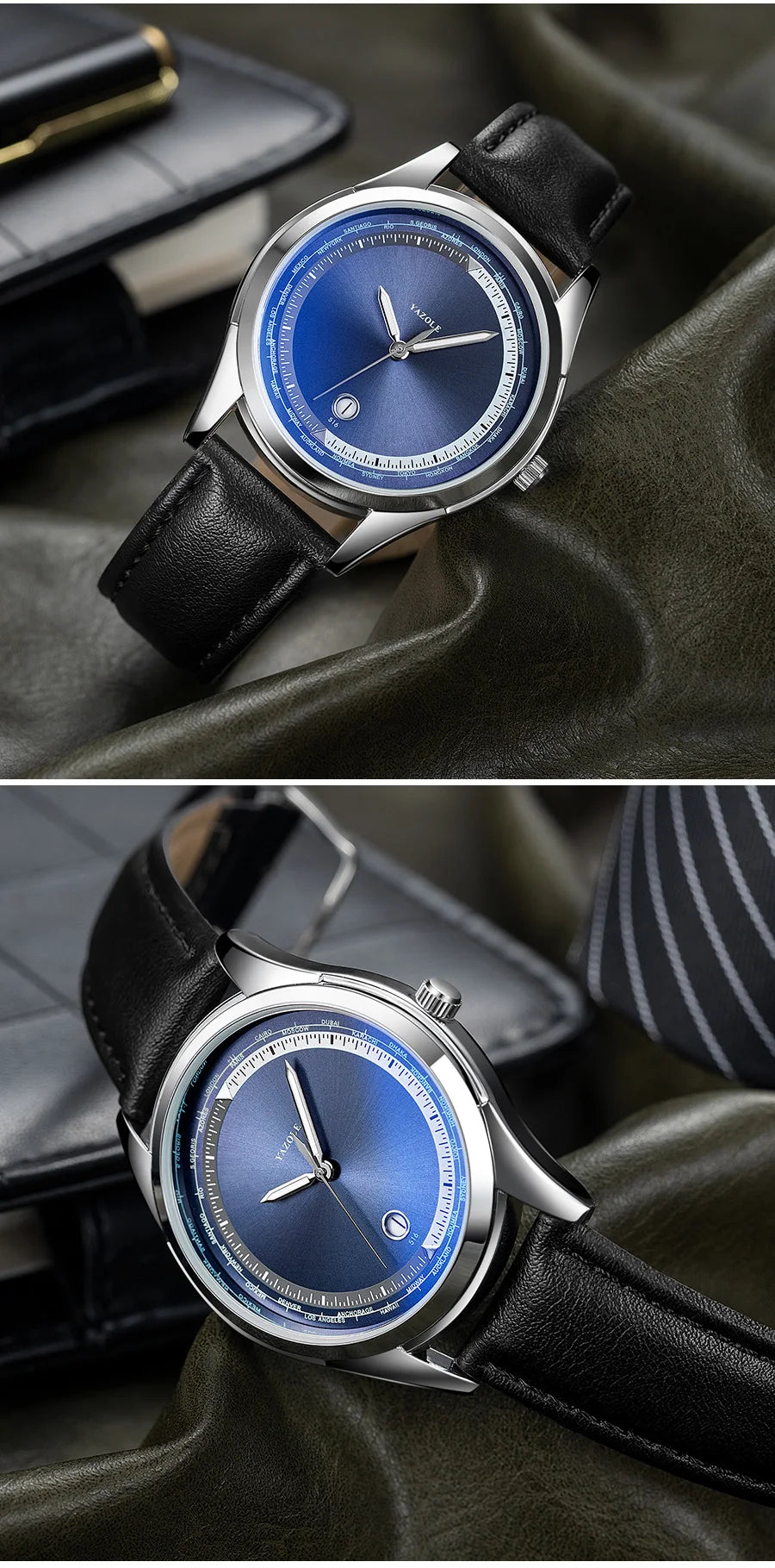YAZOLE Men's Watch Minimalist Luxury Quartz Man Watch Original Leather Strap Waterproof Calendar Watches Relogio Masculino