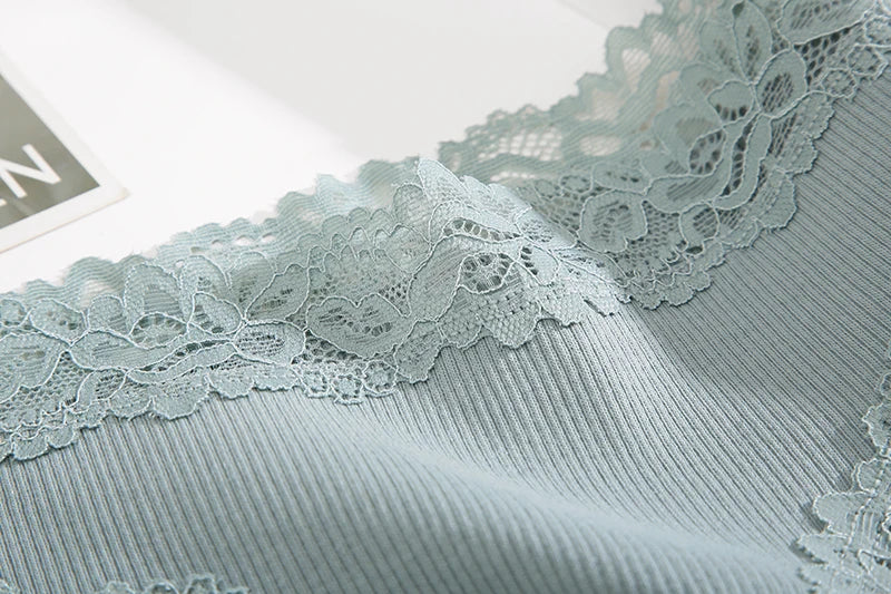 Lace Seamless Brazilian Panties Ribbed Cotton Low Waist Women's Panties Breathable Girls Underwear Plus Size Lingerie S-XL
