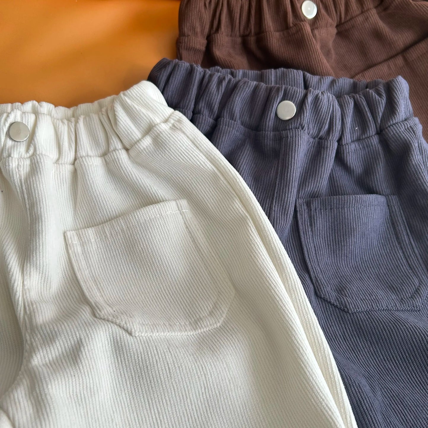 Fashion children's clothing Autumn Winter Kids solid color Corduroy pants Boys soft loose Trousers Girls all-match casual pants