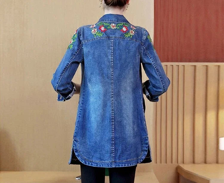 Plain Female Jeans Coats Korean Women's Denim Jackets Long Trench Designer in Promotion 2025 Trend Deals Chic and Elegant New