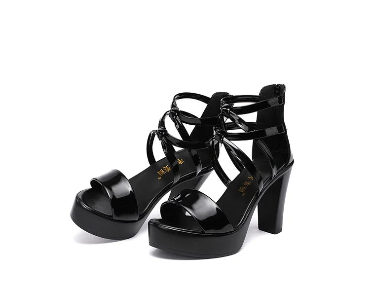 10cm Small Size 32-43 Elegant Bandage High Heels Gladiator Sandals Summer 2024 Silver Red Wedding Shoes Platform Office Model